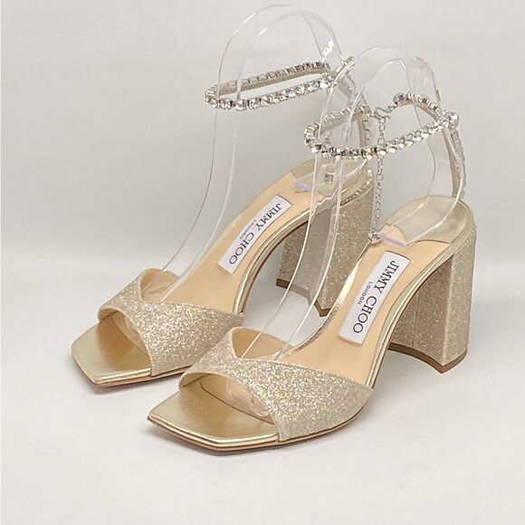 Jimmy Choo  Saeda 85MM Glitter Sandals size 35.5 - Picture 5 of 15